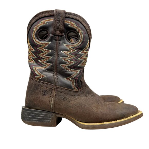 Durango Lil' Rebel Pro Brown Leather Square toe 8" Western Cowboy Boot Kids 2M - Picture 1 of 12